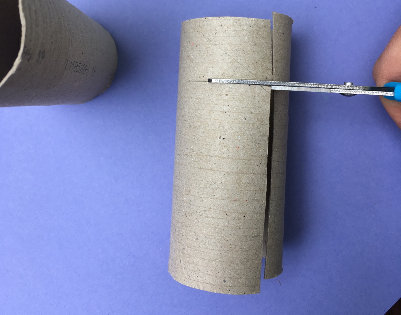 Cutting a toilet roll tube